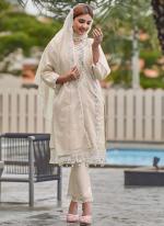 Organza Cream Eid Wear Embroidery Work Pakistani Suit